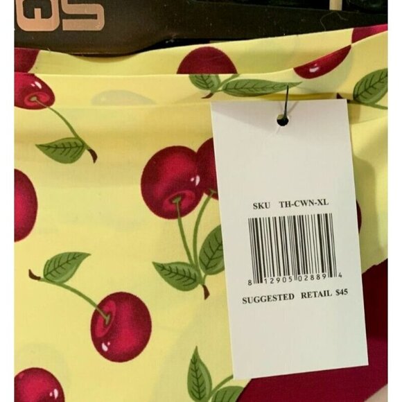 AQS XL Yellow Cherry Print-Red- Tan Seamless Lined Gusset Thong Panties-3 Pk - Picture 5 of 5